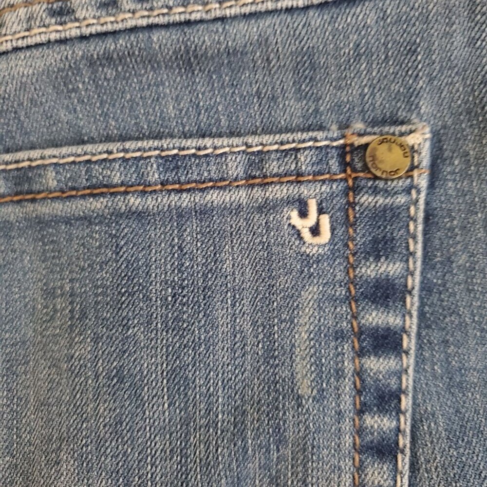 Joujou Women's Faux Suede Side Fringe Raw Hem Cowgirl Jean Denim Shorts Size 13 - Picture 4 of 11